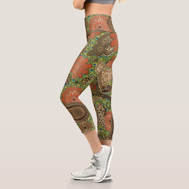 Leggings Capri Impresión animal Terracotta Fantasy Paisley (Izquierda)
