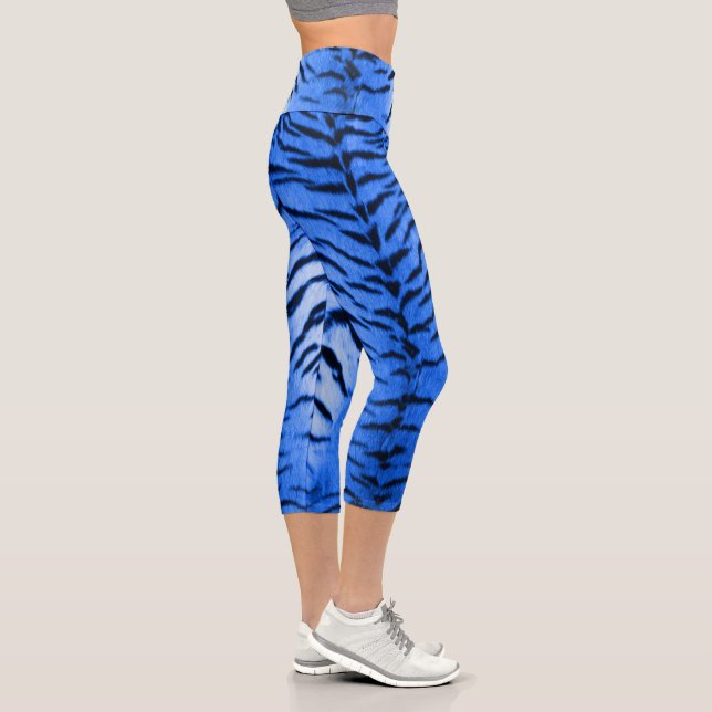 Leggings Capri Impresión cutánea del tigre azul del desierto (Derecha)