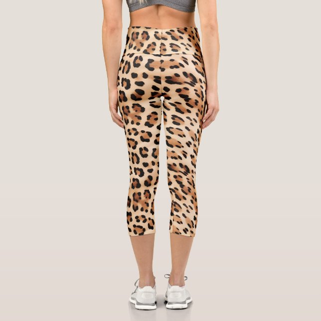 Leggings Capri Impresión de animales de Cream Leopard (Reverso )