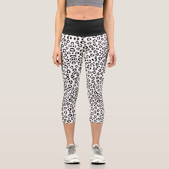 Leggings Capri Impresión de animales en B&W (Anverso)