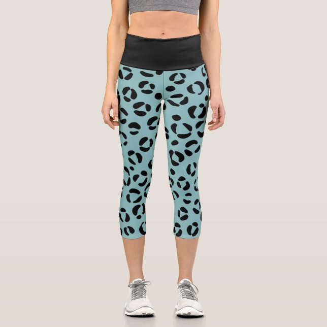 Leggings Capri Impresión de animales verde azulados (Anverso)