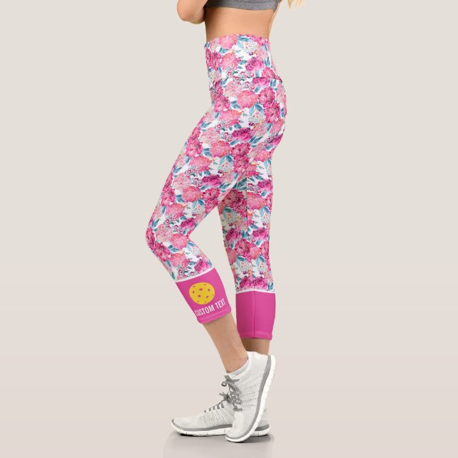 Leggings Capri Impresión de bolas, Personalizado de diseño floral (Izquierda)
