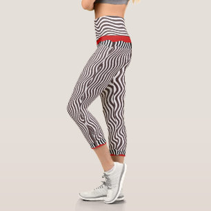 Leggings Capri Impresión de cebra de banda roja