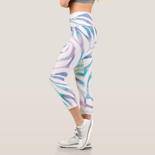 Leggings Capri Impresión de cebra en glamur Purpurina azul moder