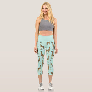 Leggings Capri Impresión de jirafa de corte