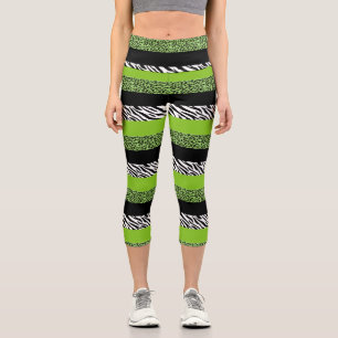 Leggings Capri Impresión de leopardo, impresión de cebra, impresi