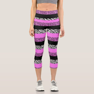 Leggings Capri Impresión de leopardo, impresión de cebra, impresi