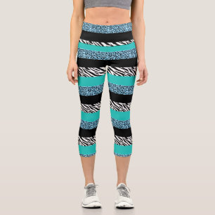 Leggings Capri Impresión de leopardo, impresión de cebra, impresi