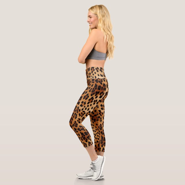 Leggings Capri Impresión de leopardo negro marrón (Izquierda)