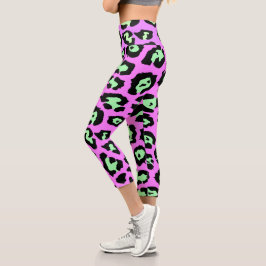 Leggings Capri Impresión de leopardo púrpura