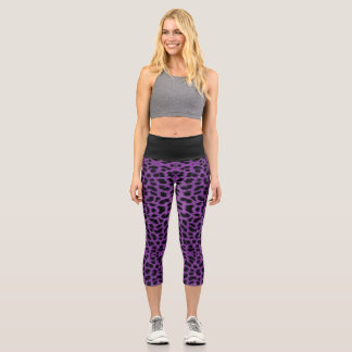 Leggings Capri Impresión de leopardo púrpura