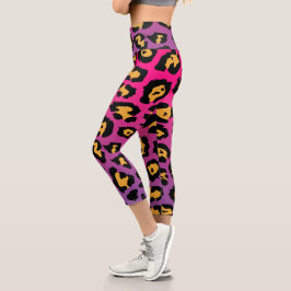 Leggings Capri Impresión de leopardo púrpura