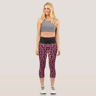 Leggings Capri Impresión de leopardo rosa