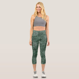 Leggings Capri Impresión de leopardo verde jade