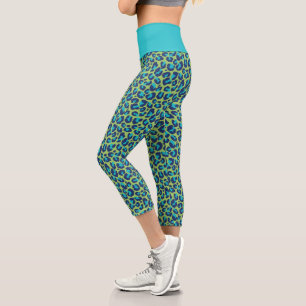 Leggings Capri Impresión de leopardo verde salvaje Safari y Verd