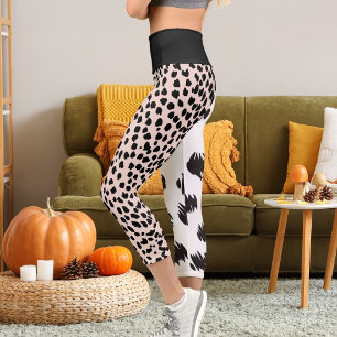 Leggings Capri Impresión de lugares de patrón de gato de leopardo