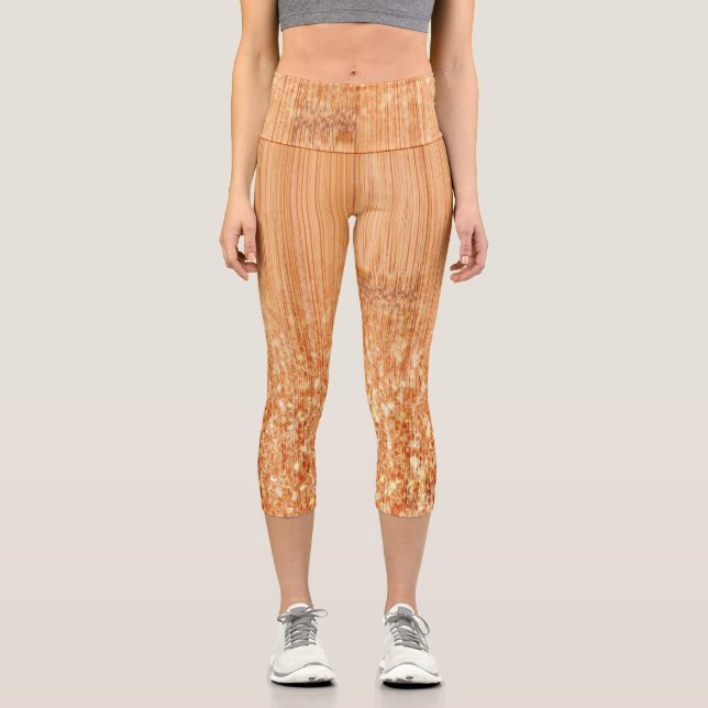 Leggings Capri Impresión de madera de bambú de naranja espumosame (Anverso)