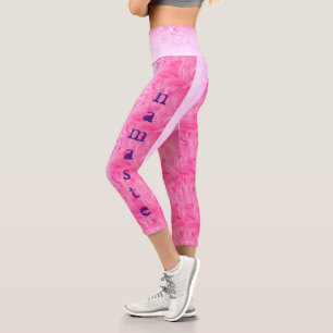 Leggings Capri Impresión de nombres yoga simple rosa caliente mor