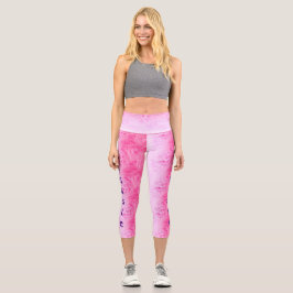 Leggings Capri Impresión de nombres yoga simple rosa caliente mor