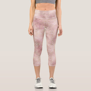 Leggings Capri Impresión del leopardo de los glam rosados Girly