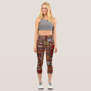 Leggings Capri Impresión étnica bordada estilo de mosaico