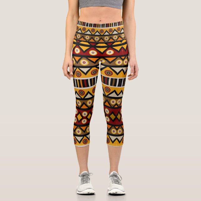 Leggings Capri Impresión tribal africana (Anverso)