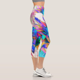 Leggings Capri Impresionante acuarela Cactus Arcoiris Dahlia