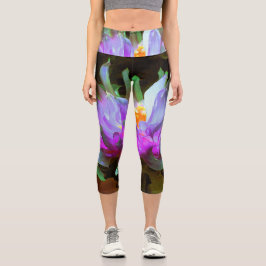 Leggings Capri Impresionante Magenta y Cactus Verde Lime Dahlia