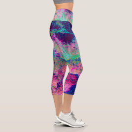 Leggings Capri Impresionante paisaje morado y rosa caliente