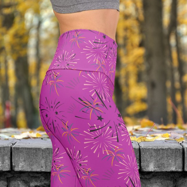 Leggings Capri Impresionante Patrón Purple Starburst Yoga (Starburst on Byzantine )