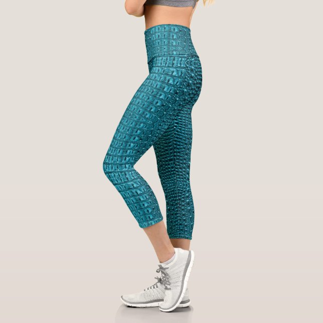 Leggings Capri impresiones verde azuladas turquesa de moda sobre  (Izquierda)