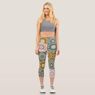 Leggings Capri Indio de Talavera: Patchwork, mosaico étnico.