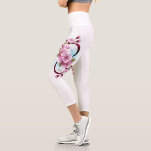 Leggings Capri Infinito con las flores de flores de Sakura Blosso