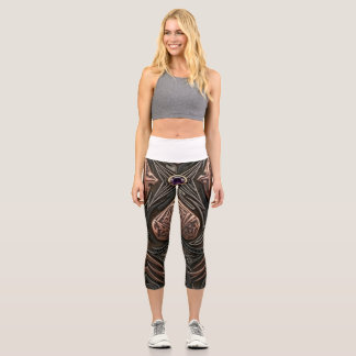 Leggings Capri Intricate Digital Mandala Art