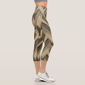 Leggings Capri Intrincado patrón de mármol marrón