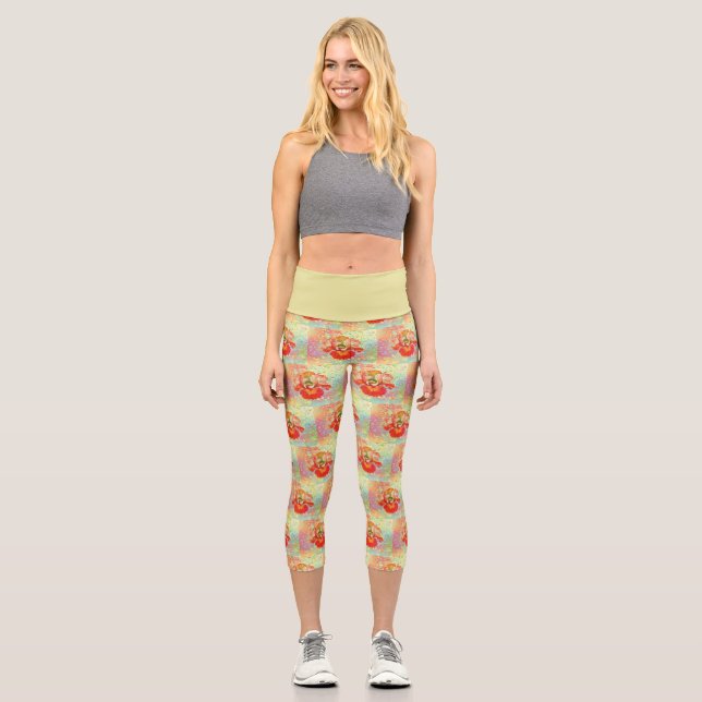 Leggings Capri Iris Capris, amarillo limón y Naranja (Anverso)