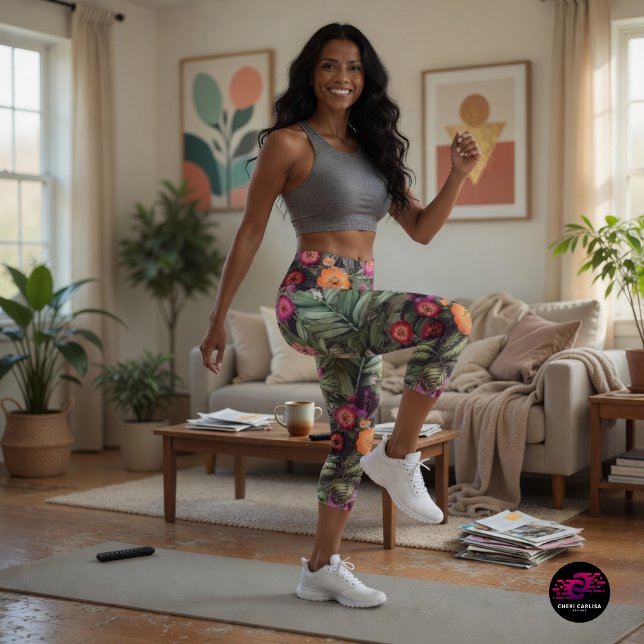Leggings Capri Isla Floral Pradera Rosa (Shorter cut. Same announcement.)