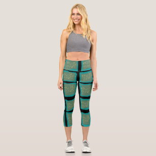Leggings Capri Jade y Turquesa con oro