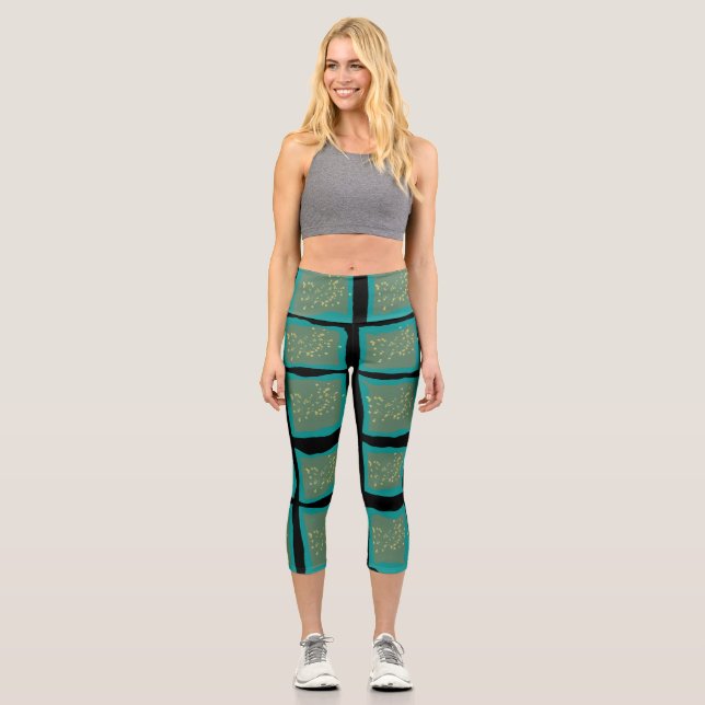Leggings Capri Jade y Turquesa con oro (Anverso)