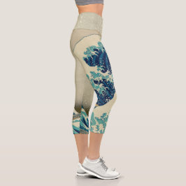 Leggings Capri Japón - Arte japonés (Gran ola de Kanagawa) 