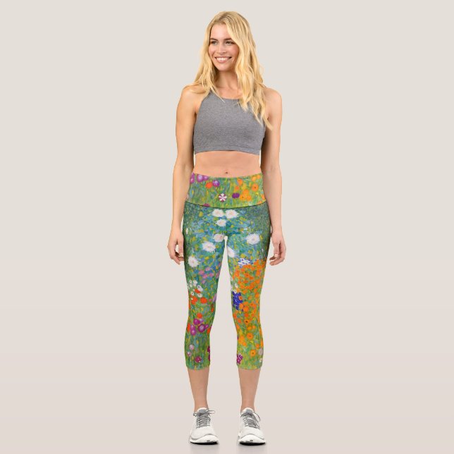 Leggings Capri Jardín de flores por Gustav Klimt  (Anverso)