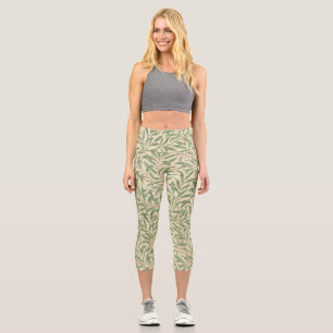 Leggings Capri Jardín de Sauce Flor de Rama Clásico William Morri