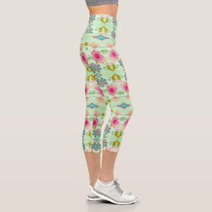 Leggings Capri Jardín ecléctico encantador: Belleza floral divers