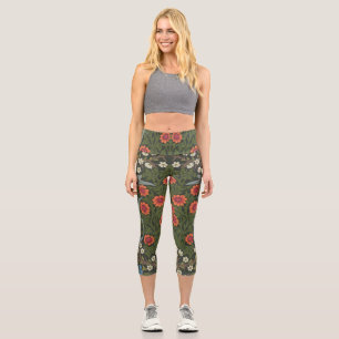 Leggings Capri Jardín Flor Clásica de Espino Negro de William Mor