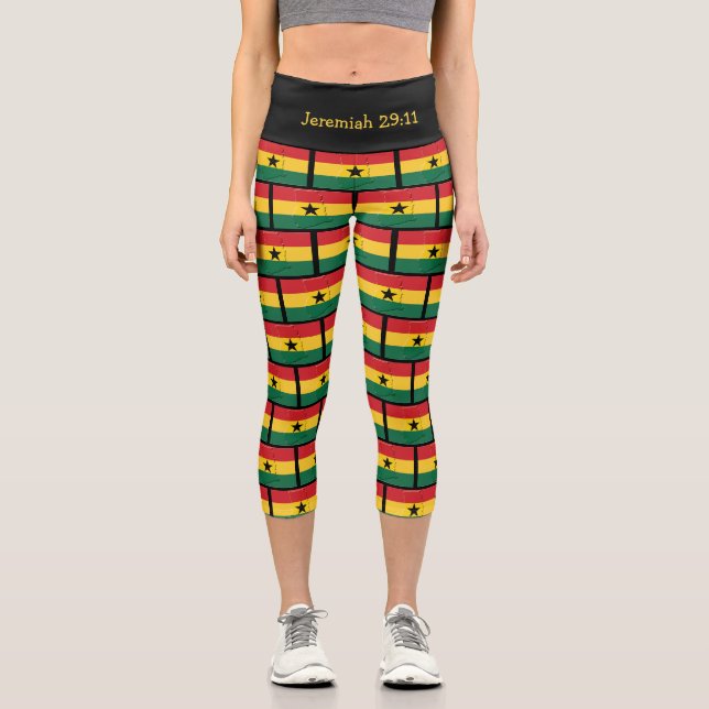 Leggings Capri Jeremías 29:11 | Patriótico | BANDERA DE GHANA (Anverso)