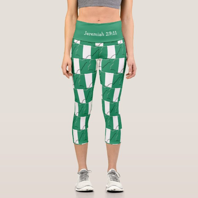 Leggings Capri Jeremías 29:11 | Patriótico | BANDERA DE NIGERIA (Anverso)