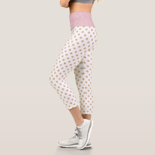 Leggings Capri Joya rosa claro y dorada