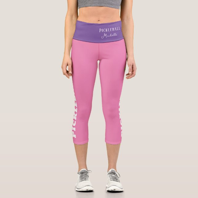 Leggings Capri Jugador de bolas de póquer nombre personalizado mo (Anverso)