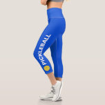 Leggings Capri Jugador de pelota de Personalizado de alta Waisted<br><div class="desc">Destacar en la cancha con estas leggings súper lindas de capri con una bola de picnic y la palabra "PICKLEBALL" contra un fondo azul real. ¡Cambia fácilmente el color!  Las leggings cómodas y de alta calidad son perfectas para el jugador de pickleball en tu vida.</div>