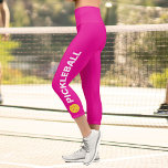 Leggings Capri Jugador de pelota Personalizado rosa brillante de<br><div class="desc">Destacar en la cancha con estas insólitas leggings de capri con una bola de picnic y la palabra "PICKLEBALL" puesta en un fondo rosa brillante. ¡Cambia fácilmente el color! Las leggings cómodas y de alta calidad son perfectas para el jugador de pickleball en tu vida.</div>